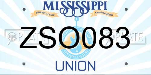 ZSO083 Mississippi License Plate
