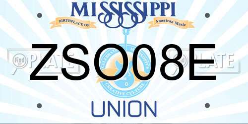ZSO08E Mississippi License Plate