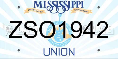 ZSO1942 Mississippi License Plate