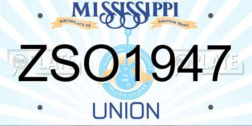ZSO1947 Mississippi License Plate