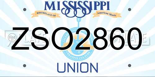 ZSO2860 Mississippi License Plate