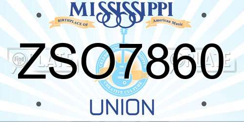 ZSO7860 Mississippi License Plate