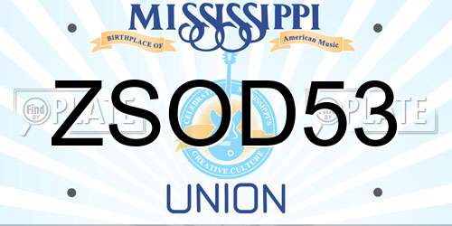 ZSOD53 Mississippi License Plate