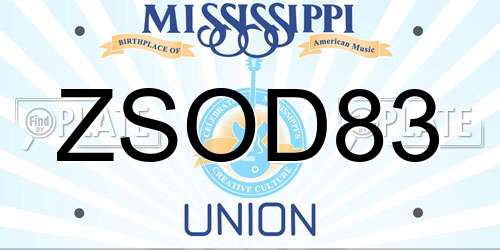 ZSOD83 Mississippi License Plate
