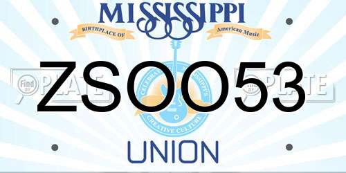 ZSOO53 Mississippi License Plate