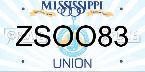 ZSOO83 Mississippi License Plate