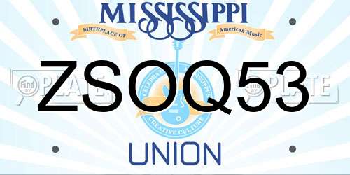 ZSOQ53 Mississippi License Plate