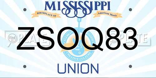 ZSOQ83 Mississippi License Plate