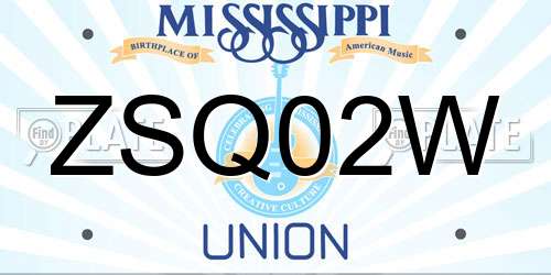 ZSQ02W Mississippi License Plate