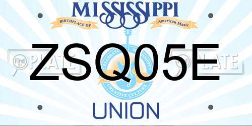 ZSQ05E Mississippi License Plate