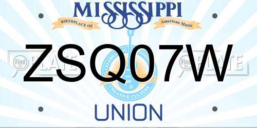 ZSQ07W Mississippi License Plate
