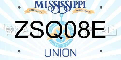 ZSQ08E Mississippi License Plate