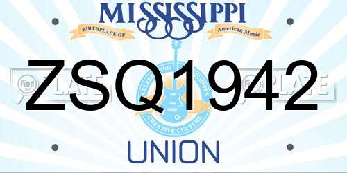 ZSQ1942 Mississippi License Plate