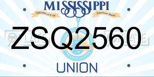 ZSQ2560 Mississippi License Plate