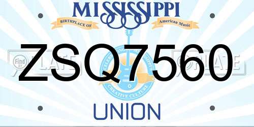 ZSQ7560 Mississippi License Plate