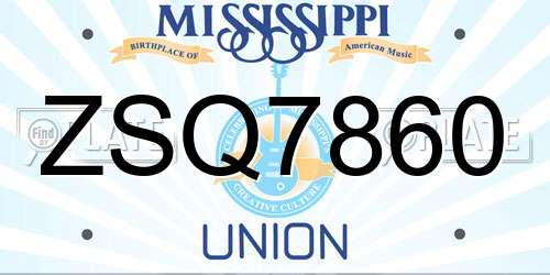 ZSQ7860 Mississippi License Plate
