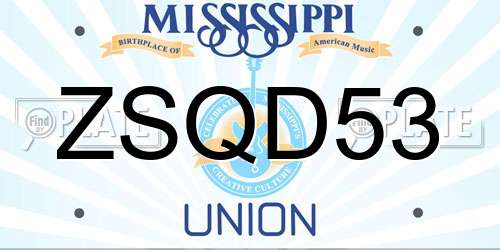 ZSQD53 Mississippi License Plate