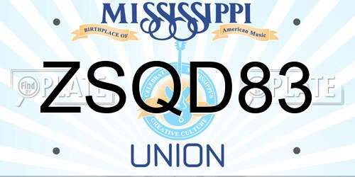 ZSQD83 Mississippi License Plate