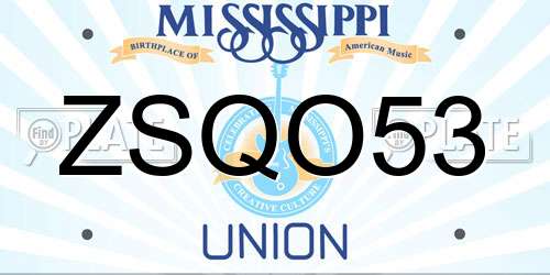 ZSQO53 Mississippi License Plate