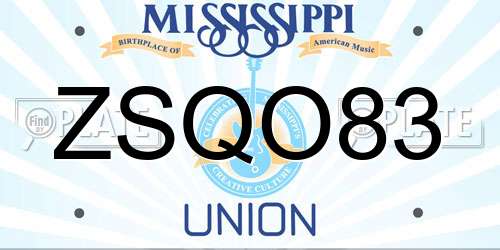 ZSQO83 Mississippi License Plate