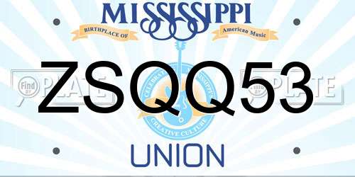 ZSQQ53 Mississippi License Plate