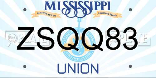 ZSQQ83 Mississippi License Plate