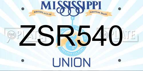 ZSR540 Mississippi License Plate