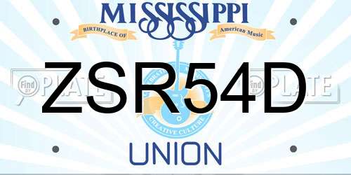 ZSR54D Mississippi License Plate