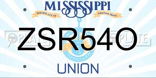 ZSR54O Mississippi License Plate