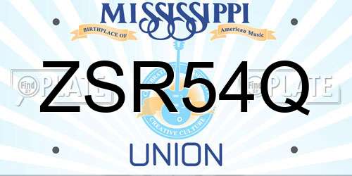 ZSR54Q Mississippi License Plate