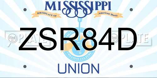 ZSR84D Mississippi License Plate