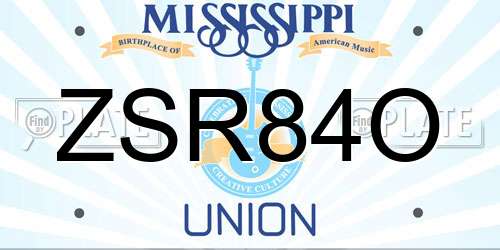 ZSR84O Mississippi License Plate
