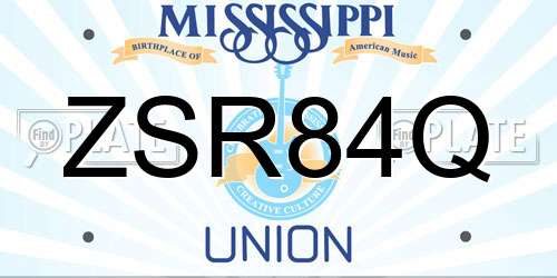 ZSR84Q Mississippi License Plate