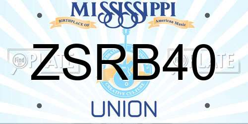 ZSRB40 Mississippi License Plate