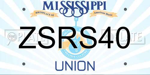 ZSRS40 Mississippi License Plate