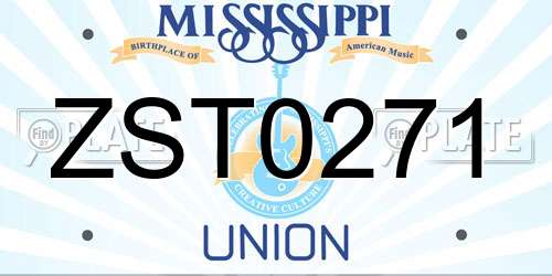 ZST0271 Mississippi License Plate