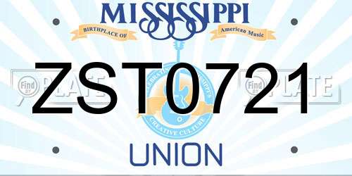 ZST0721 Mississippi License Plate