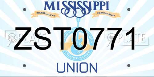 ZST0771 Mississippi License Plate