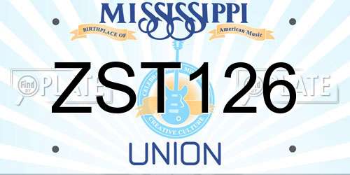 ZST126 Mississippi License Plate