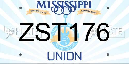 ZST176 Mississippi License Plate