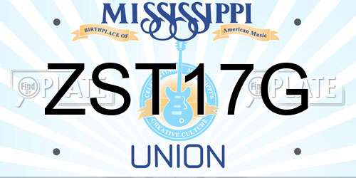 ZST17G Mississippi License Plate