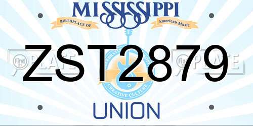 ZST2879 Mississippi License Plate