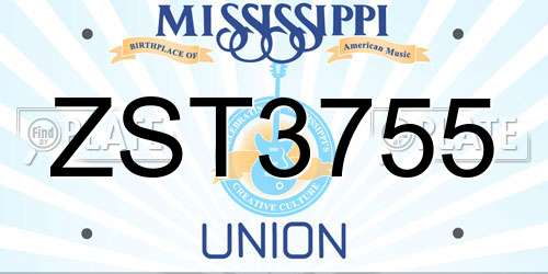 ZST3755 Mississippi License Plate