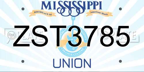 ZST3785 Mississippi License Plate