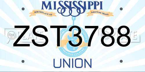ZST3788 Mississippi License Plate