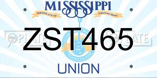 ZST465 Mississippi License Plate