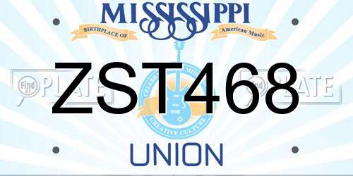 ZST468 Mississippi License Plate