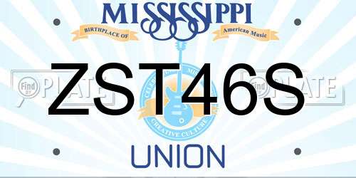 ZST46S Mississippi License Plate