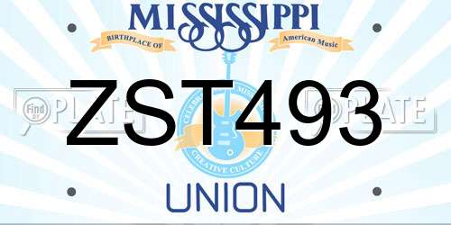 ZST493 Mississippi License Plate