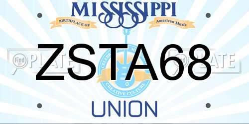 ZSTA68 Mississippi License Plate